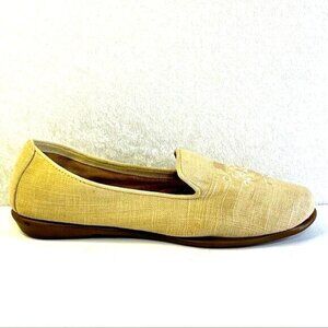 AEROSOLES Shoes Canvas Loafers Slip-on Comfort Flats Embroidery Tan Womens 8